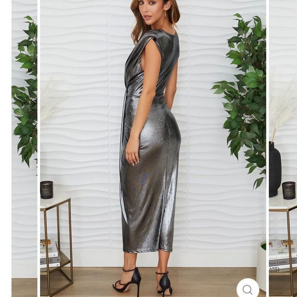 NWT Venti6 THE METALLIC TWIST FRONT DRESS-P19 - Picture 3 of 9